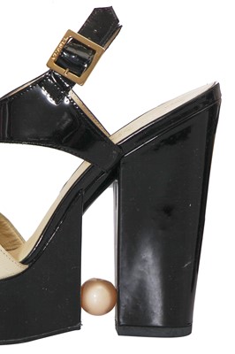 Lot 19 - Two pairs of black and white Chanel platform heels, 2010s