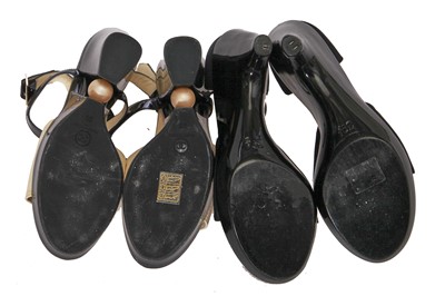 Lot 19 - Two pairs of black and white Chanel platform heels, 2010s