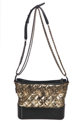 Lot 2 - A Chanel black and gold medium Gabrielle hobo bag, circa 2019