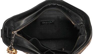 Lot 2 - A Chanel black and gold medium Gabrielle hobo bag, circa 2019