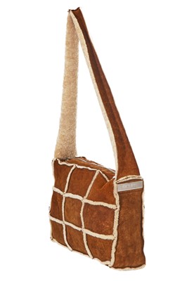 Lot 6 - A Chanel patchwork brown shearling messenger bag, 2000-02