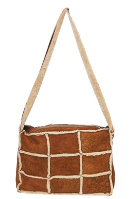 Lot 6 - A Chanel patchwork brown shearling messenger bag, 2000-02
