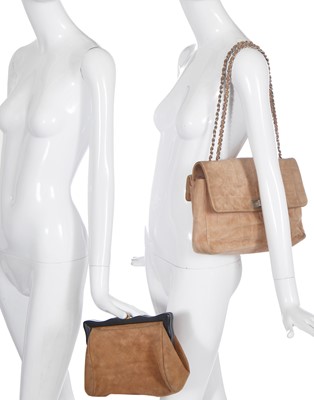 Lot 8 - A Chanel tan suede flap handbag, 2000-02