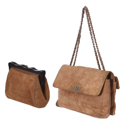 Lot 8 - A Chanel tan suede flap handbag, 2000-02