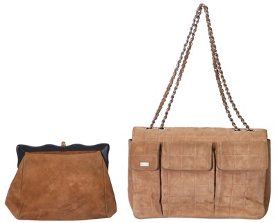Lot 8 - A Chanel tan suede flap handbag, 2000-02