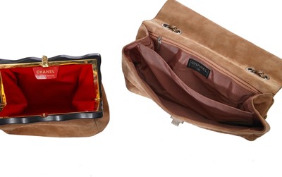 Lot 8 - A Chanel tan suede flap handbag, 2000-02