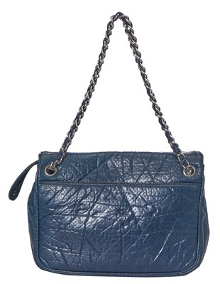 Lot 7 - A Chanel blue leather handbag, circa 2007