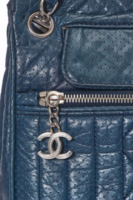 Lot 7 - A Chanel blue leather handbag, circa 2007