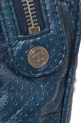 Lot 7 - A Chanel blue leather handbag, circa 2007