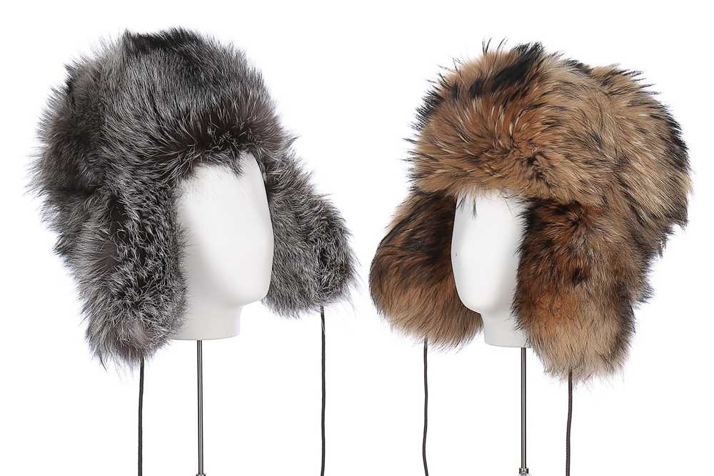 Lot 56 - Fur hats, including grey and red fox examples...