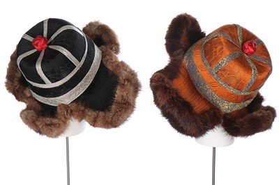 Lot 56 - Fur hats, including grey and red fox examples...