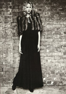 Lot 102 - A Biba faux fur capelet and moss crêpe maxi dress, circa 1973