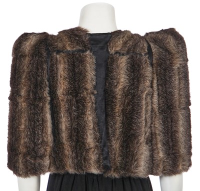 Lot 102 - A Biba faux fur capelet and moss crêpe maxi dress, circa 1973
