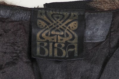Lot 102 - A Biba faux fur capelet and moss crêpe maxi dress, circa 1973