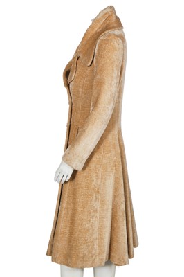 Lot 15 - A Biba oatmeal cut-pile double-breasted coat, circa 1969