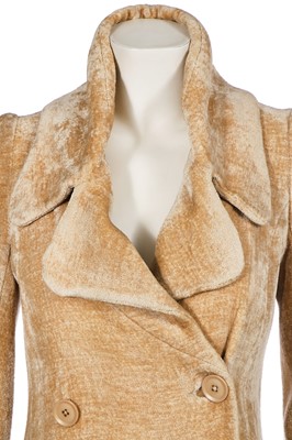 Lot 15 - A Biba oatmeal cut-pile double-breasted coat, circa 1969