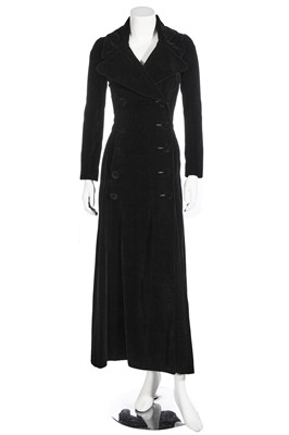 Lot 13 - A good Biba black velvet double-breasted maxi coat, circa 1969