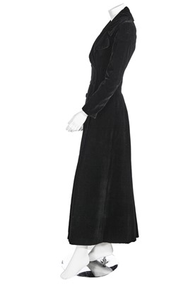 Lot 13 - A good Biba black velvet double-breasted maxi coat, circa 1969