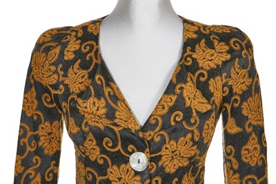 Lot 14 - A Biba black and yellow brocaded jacket, 1969