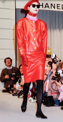 Lot 7 - A Chanel red lambskin suit, Autumn-Winter 1985-86