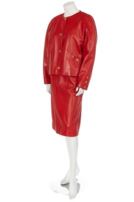 Lot 7 - A Chanel red lambskin suit, Autumn-Winter 1985-86