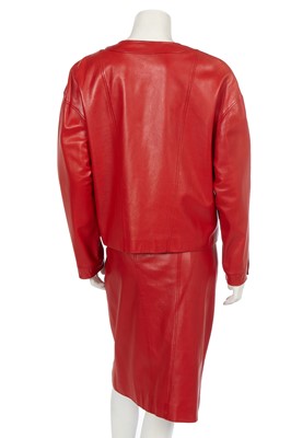 Lot 7 - A Chanel red lambskin suit, Autumn-Winter 1985-86