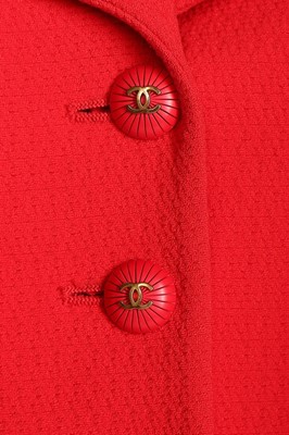 Lot 6 - A Chanel red jacket, 1990s, boutique labelled,...