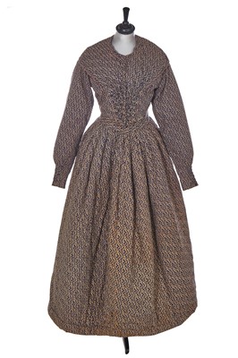 Lot 503 - A printed cotton day dress, probably American, circa 1845