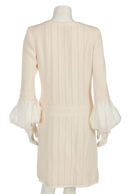 Lot 4 - A Chanel ivory wool crêpe and chiffon coatdress, modern