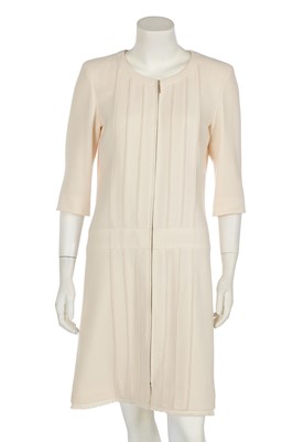 Lot 4 - A Chanel ivory wool crêpe and chiffon coatdress, modern
