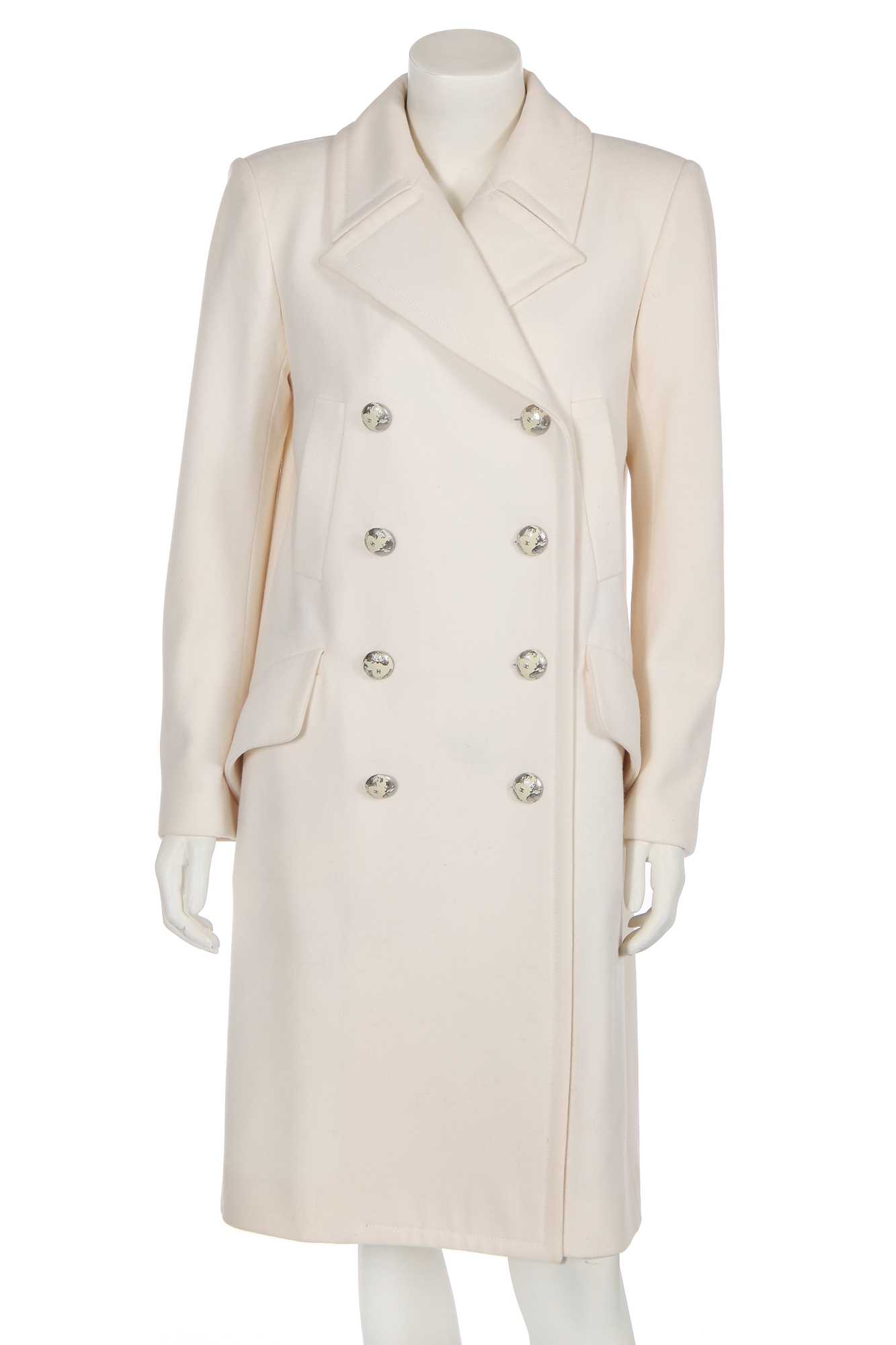Lot 2 - A Chanel white wool-cashmere double-breasted coat, 'Chanel Airspace' collection, Autumn-Winter 2017-18