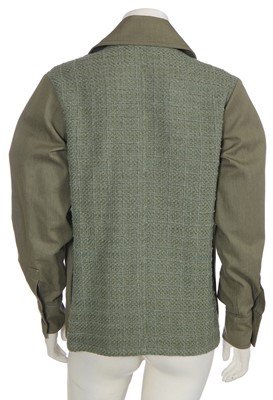 Lot 7 - A Chanel army-green cotton-twill and tweed jacket/shirt, 'Cruise Cuba' collection, Cruise 2017