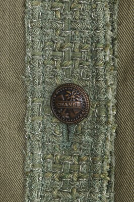Lot 7 - A Chanel army-green cotton-twill and tweed jacket/shirt, 'Cruise Cuba' collection, Cruise 2017