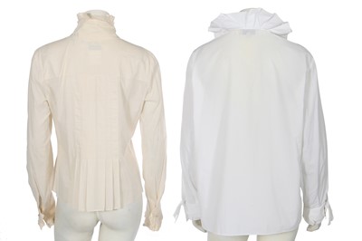 Lot 15 - Two white cotton Chanel blouses, modern