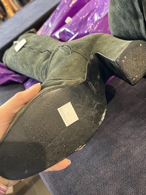Lot 20 - A pair of Biba grey suede knee-high boots, circa 1970
