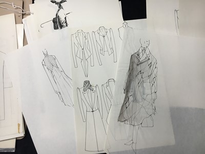 Lot 125 - An important collection of Alexander McQueen original sketches, and Givenchy haute couture studio book, 1990s-2001