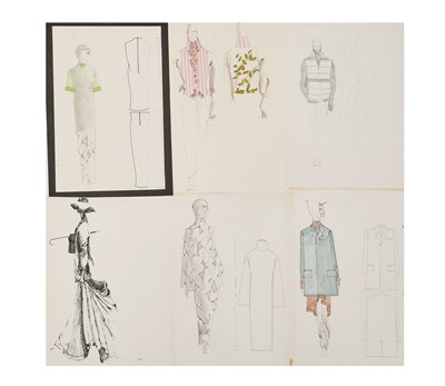 Lot 125 - An important collection of Alexander McQueen original sketches, and Givenchy haute couture studio book, 1990s-2001