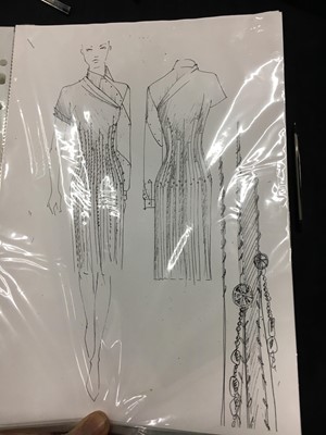 Lot 125 - An important collection of Alexander McQueen original sketches, and Givenchy haute couture studio book, 1990s-2001