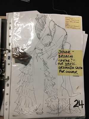 Lot 125 - An important collection of Alexander McQueen original sketches, and Givenchy haute couture studio book, 1990s-2001