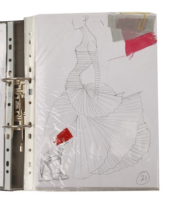 Lot 125 - An important collection of Alexander McQueen original sketches, and Givenchy haute couture studio book, 1990s-2001