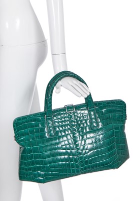 Lot 26 - A Bottega Veneta green crocodile handbag, circa 2010