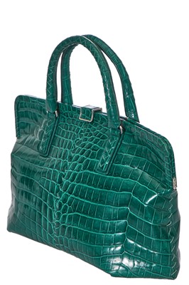 Lot 26 - A Bottega Veneta green crocodile handbag, circa 2010