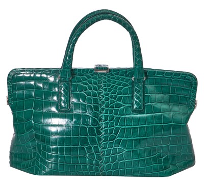 Lot 26 - A Bottega Veneta green crocodile handbag, circa 2010