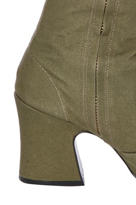 Lot 21 - A pair of Biba beige canvas boots, circa 1970