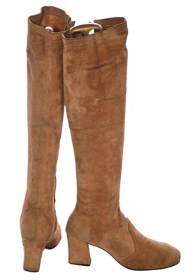 Lot 24 - A pair of Biba beige suede boots, circa 1970