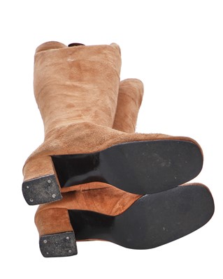 Lot 24 - A pair of Biba beige suede boots, circa 1970