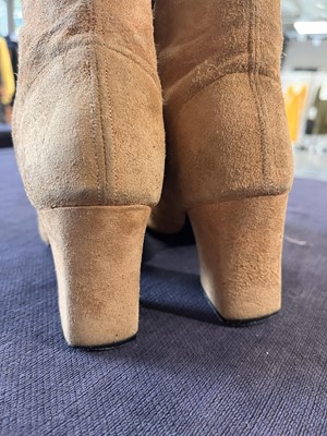 Lot 24 - A pair of Biba beige suede boots, circa 1970