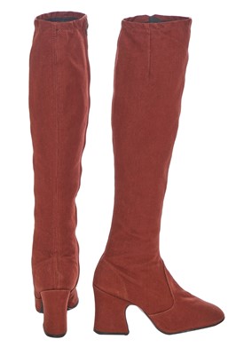 Lot 25 - A pair of Biba brown canvas boots, circa 1970