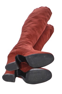 Lot 25 - A pair of Biba brown canvas boots, circa 1970