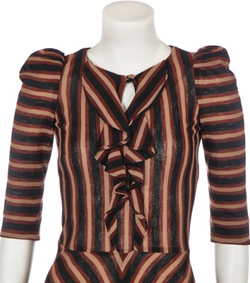 Lot 487 - A Biba black and brown striped jersey dress, circa 1974